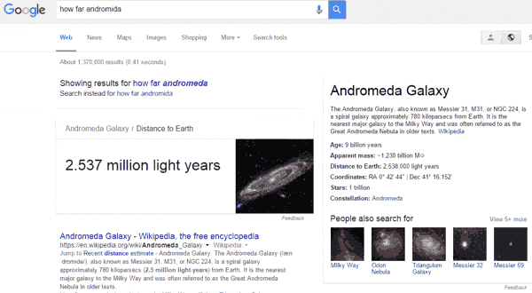 المسافة التي تبعدها مجرة أندروميدا عنا