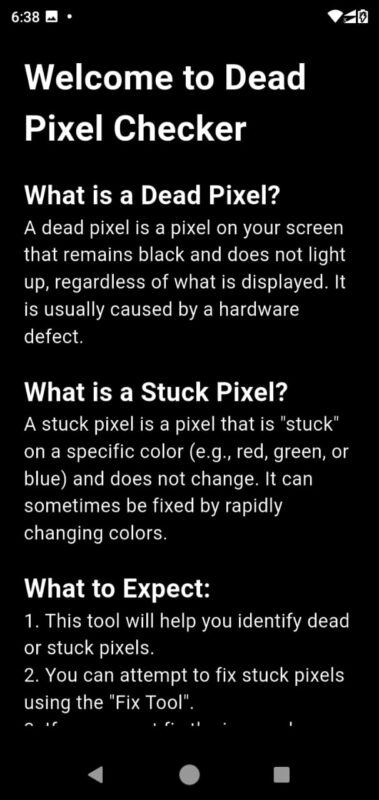 تطبيق Pixel Fixer: إصلاح النقاط العالقة والميتة في الشاشات 8